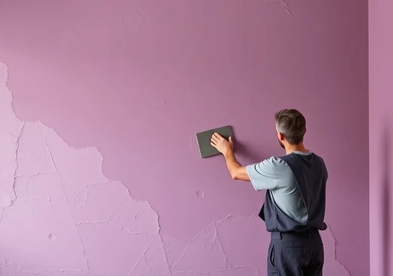 Application d'un enduit décoratif à la lisseuse sur un mur