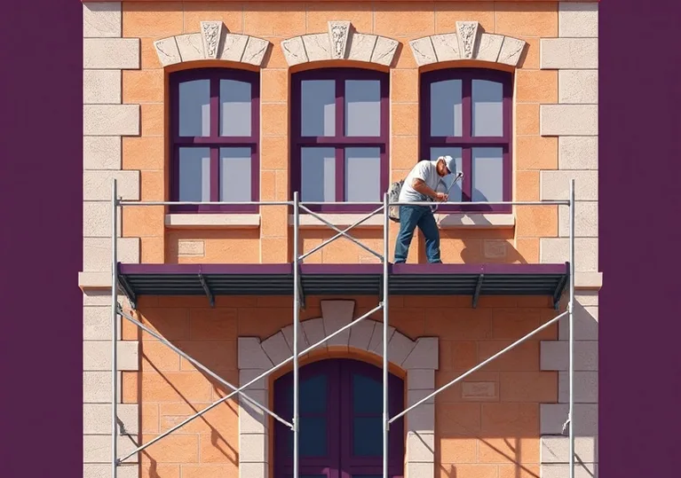 Ravalement de façade en pierre, nettoyage et application d'enduit